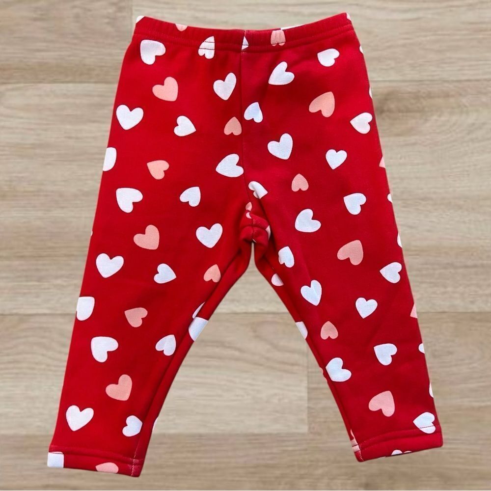 Carter’s Red Heart Print Fleece Lined Leggings Size 24M